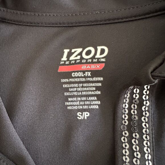 IZOD Sleeveless Polo Women's Size S Black Split Front Sequins Golf Shirt - Picture 3 of 5